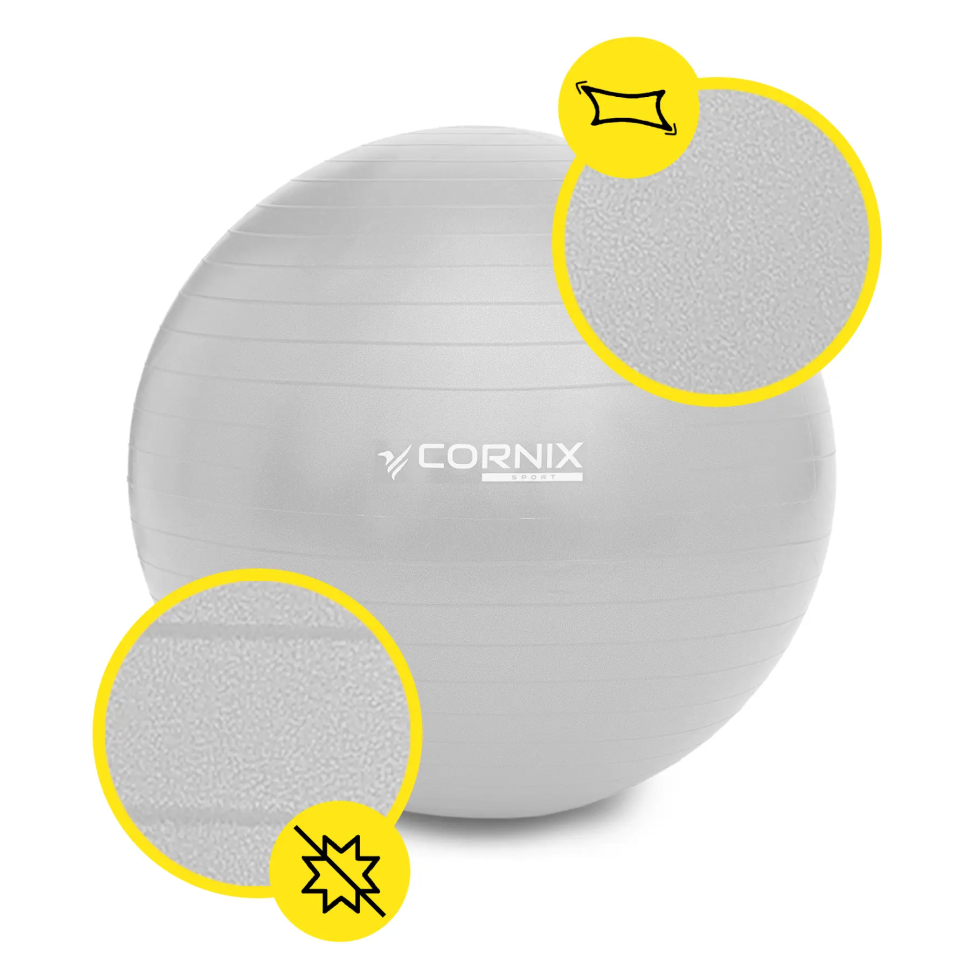 М'яч для фітнесу Anti-Burst Cornix XR-0359 срібний 55 см