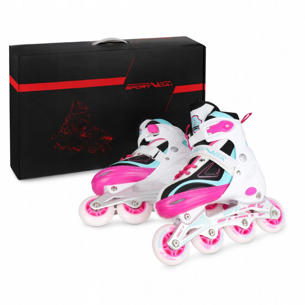 Роликовые коньки SportVida 4 в 1 SV-LG0033 размер 39-42 White-Pink-Blue