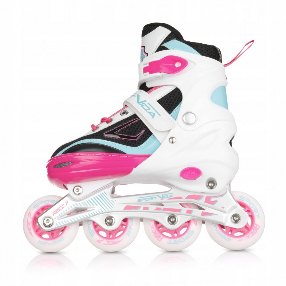 Роликовые коньки SportVida 4 в 1 SV-LG0033 размер 39-42 White-Pink-Blue