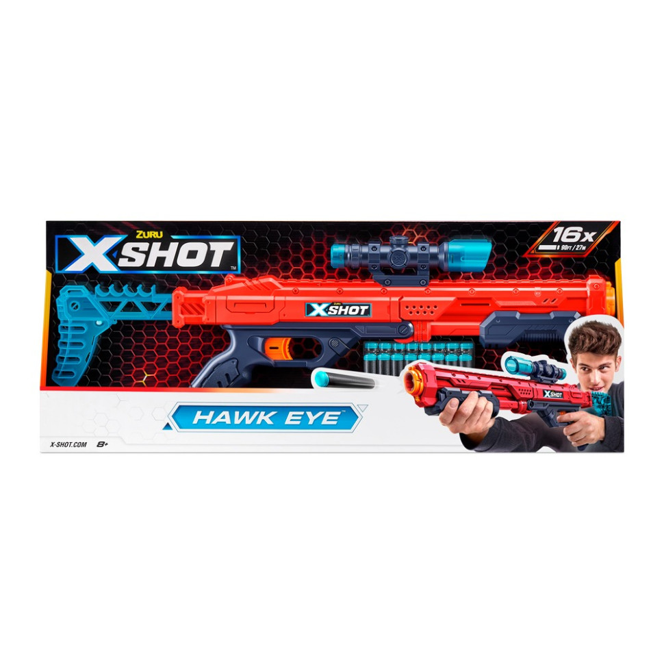 Швидкострільний бластер X-Shot Red Excel Hawk Eye Zuru 36435R 16 патронів