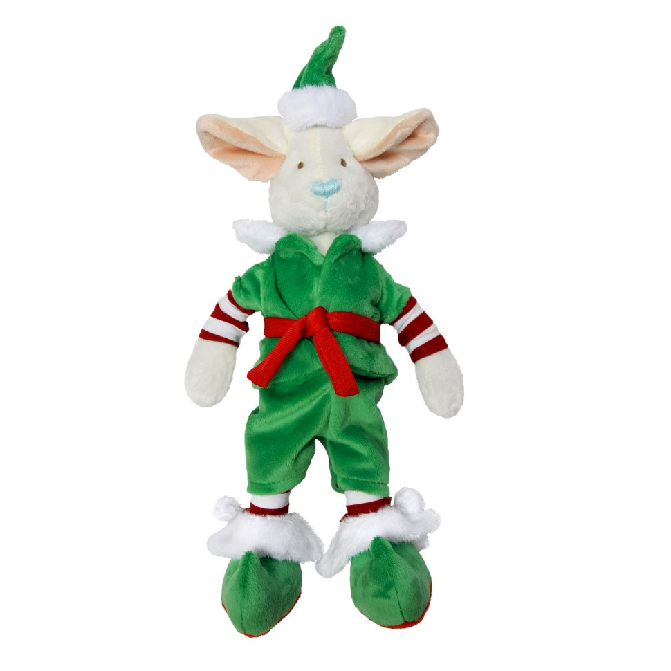 Детская мягкая игрушка Эльфик Пуффи Christmas ELFIKI ІГ-0078 в красно-зеленом костюме