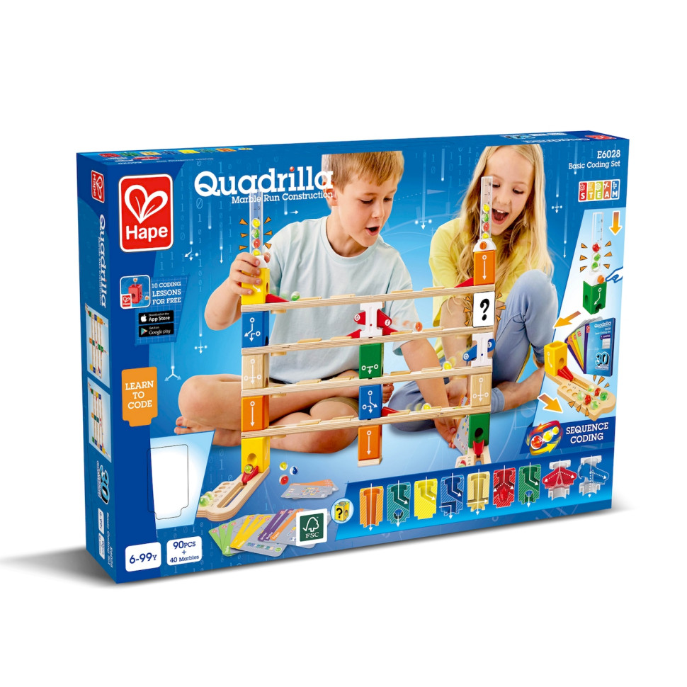 Конструктор-лабіринт Quadrilla Програмування основи Hape E6028, 130 деталей