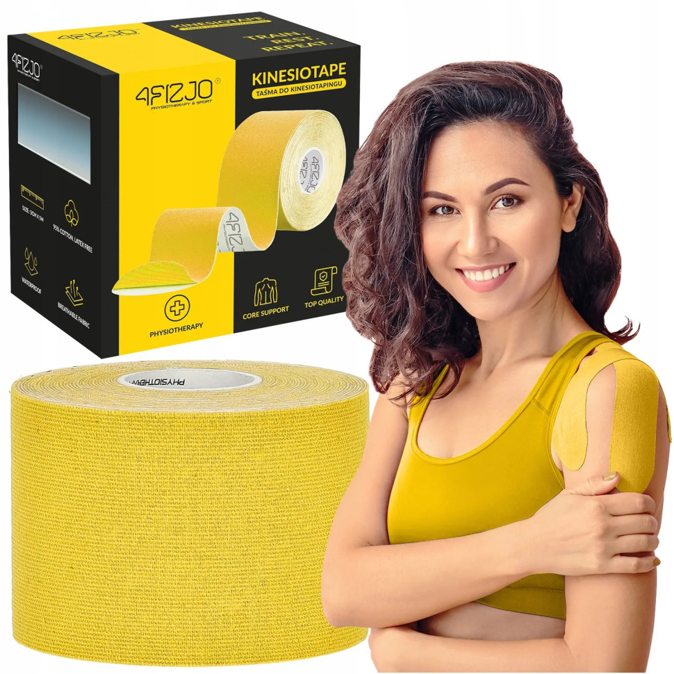 Лента кинезиологическая (кинезио тейп) 4FIZJO 4FJ0542 Yellow 5 см 5 м