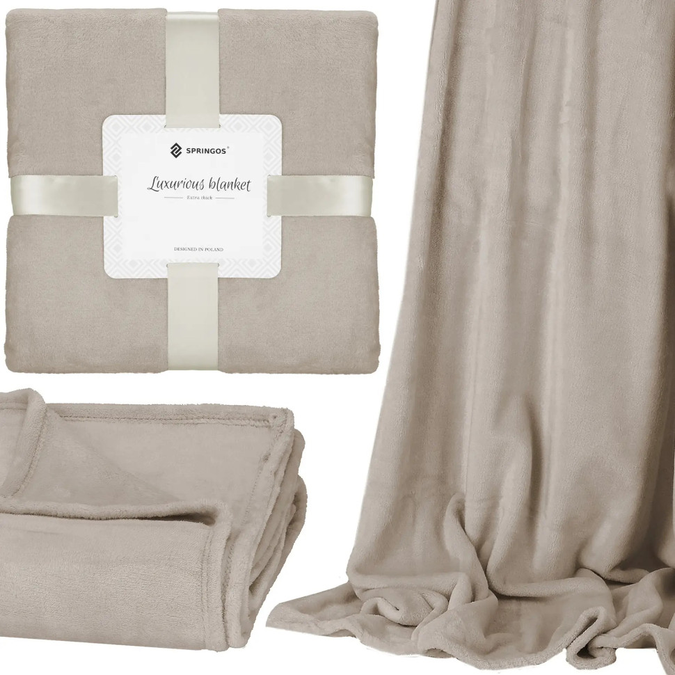 Плед-покрывало Luxurious Blanket Springos HA7204 светло-серый 150x200 см
