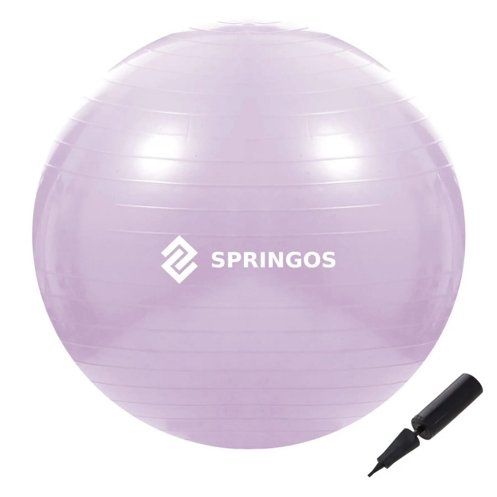 М'яч для фітнесу (фітбол) Springos FB0011 Violet 65 см, Anti-Burst