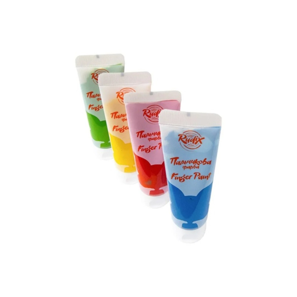 Набір пальчикових фарб Rudix 840401, 4 кольори по 60 мл, туба