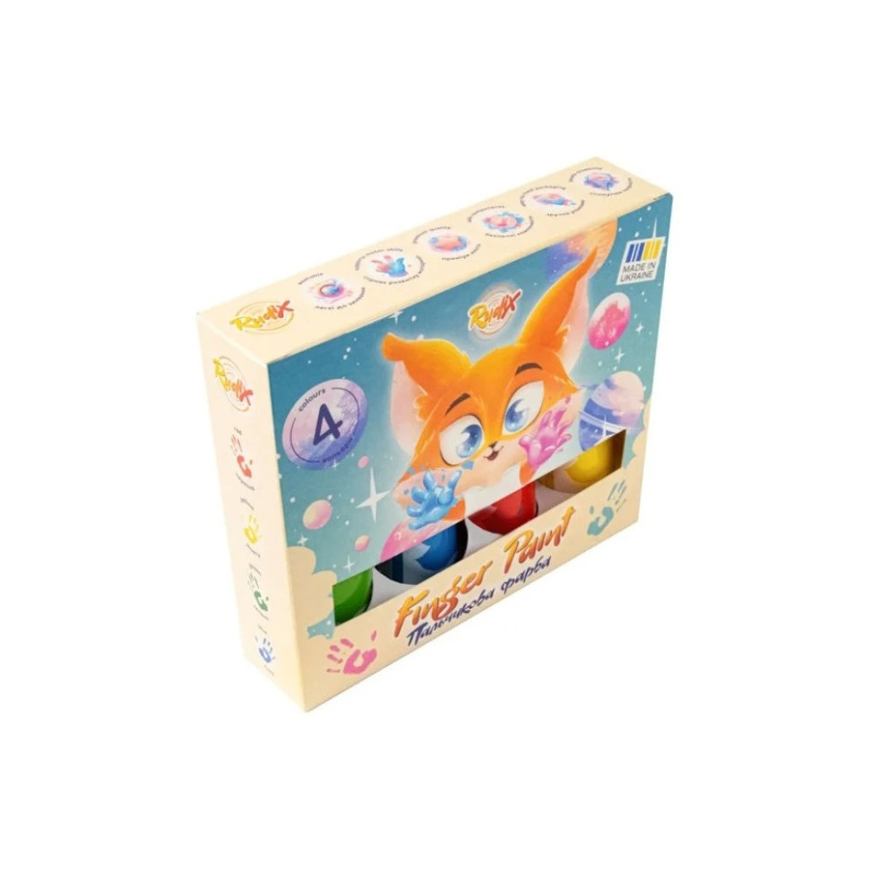 Набір пальчикових фарб Rudix 840401, 4 кольори по 60 мл, туба