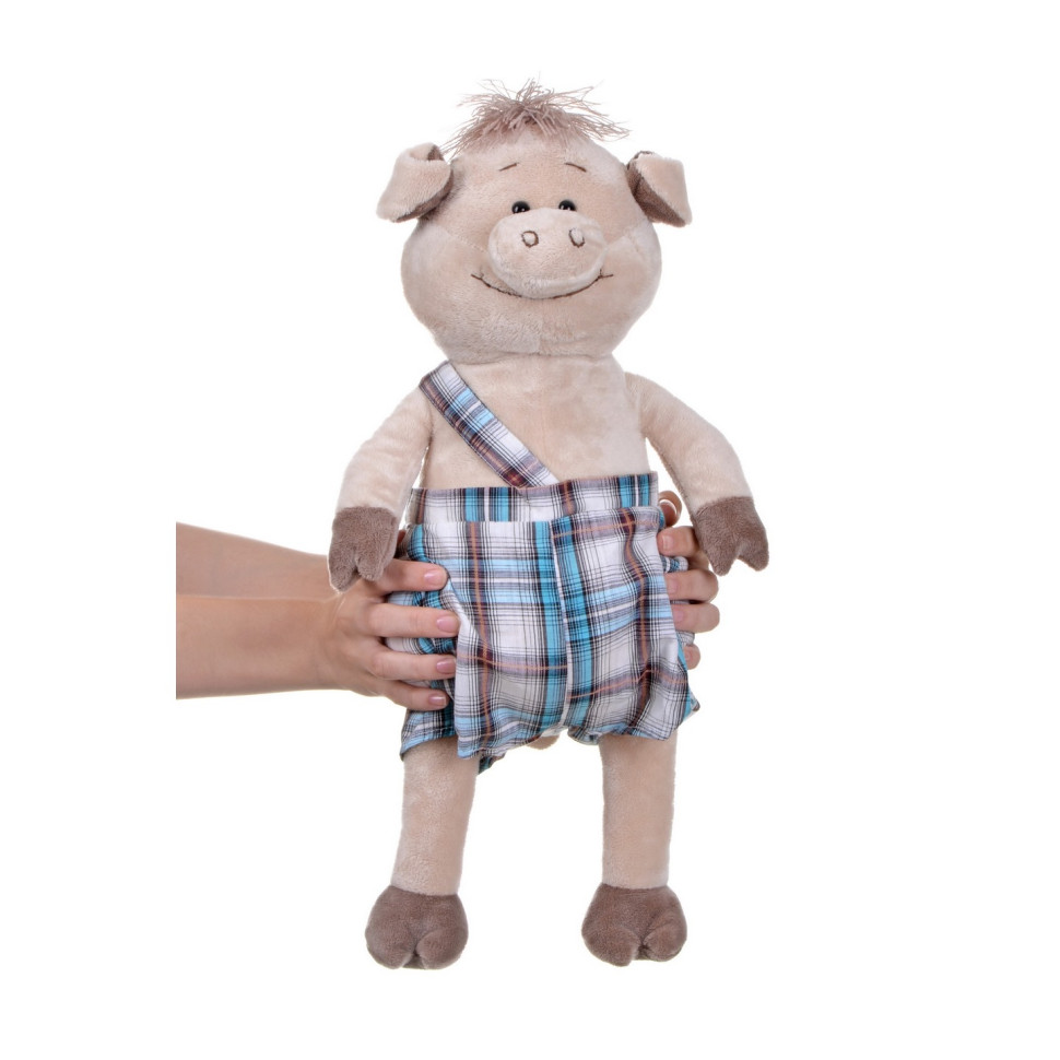 Мягкая игрушка Same Toy Свинка  в комбинезоне 45 см THT706