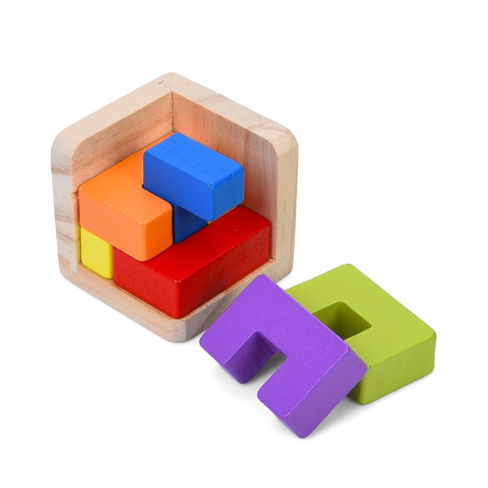 Дерев'яна куб-головоломка Bambi MD 0758-1 підставка 6 елементів