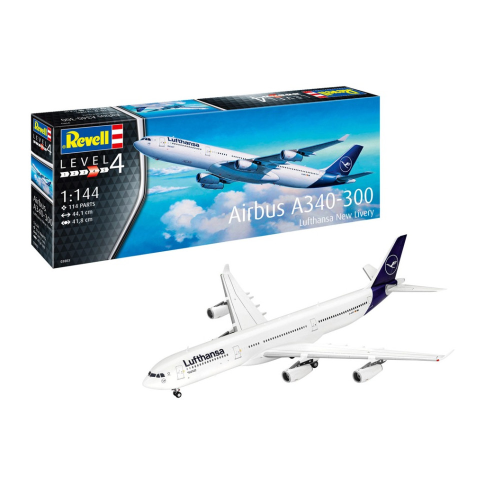 Сборная модель-копия Самолет Airbus A340-300 Lufthansa Revell RVL-03803 уровень 4, 1:144
