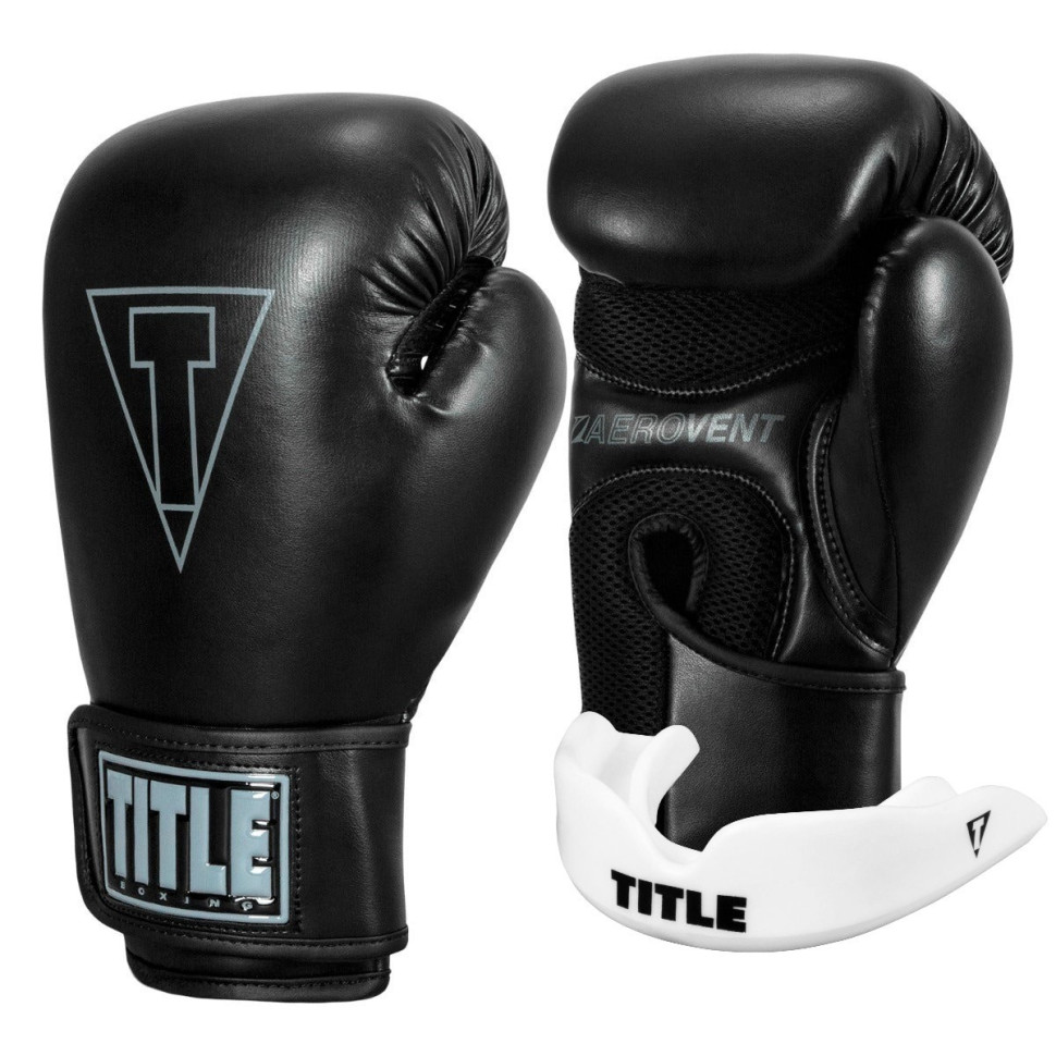 Боксерські рукавиці Boxing Vegan Gloves TITLE VGFBG 16 oz BK/BK 16 унцій (капа в комплекті)