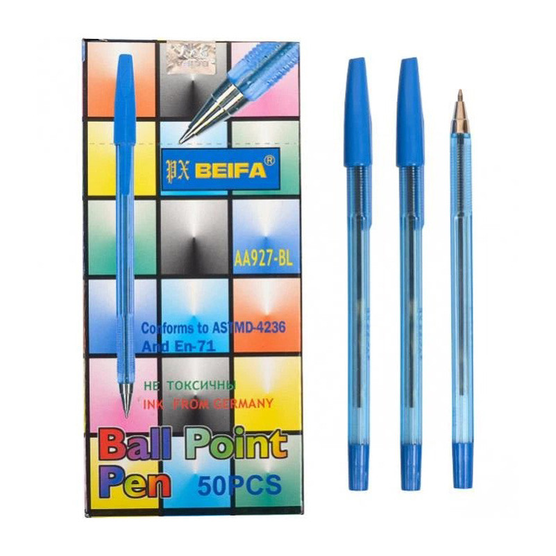 Набір кулькових ручок Bambi AA927-BL синій, 0,5 мм, 50 штук в упаковці