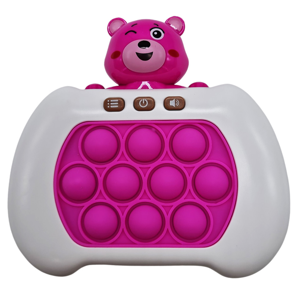 Електронна приставка Pop It консоль Quick Push Finger Press Ведмедик Bambi 221B-2(Pink)