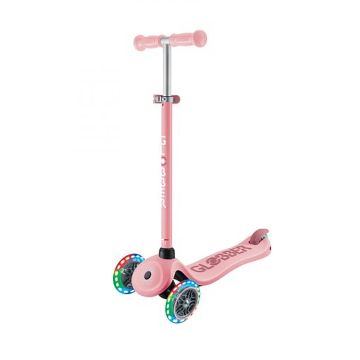 Детский самокат/коляска/биговел 3-х колесный GO UP SPORTY GLOBBER 452-710-4 пастельно-розовый, светящиеся колеса до 20/50кг