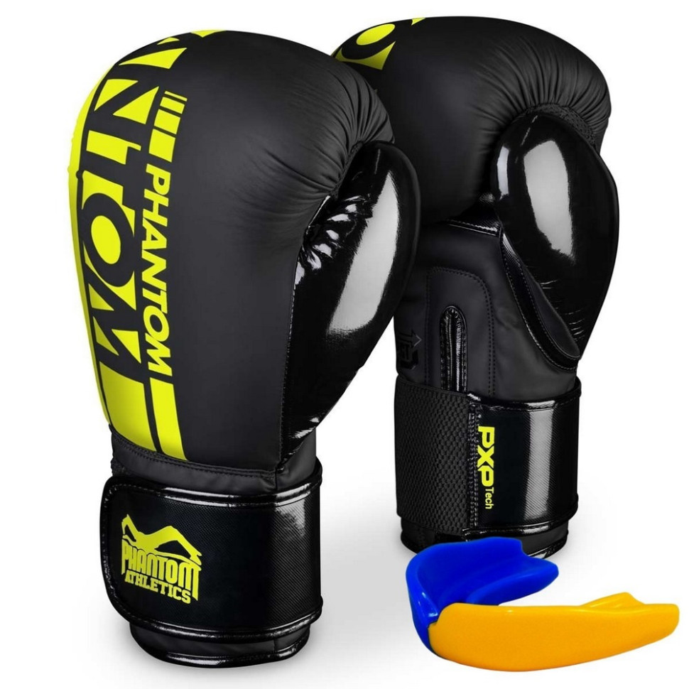 Боксерские перчатки APEX Elastic Neon Phantom PHBG2300-16 Black/Yellow 16 унций