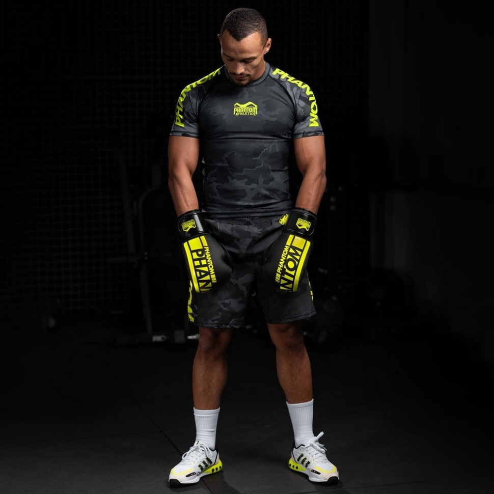 Боксерские перчатки APEX Elastic Neon Phantom PHBG2300-16 Black/Yellow 16 унций