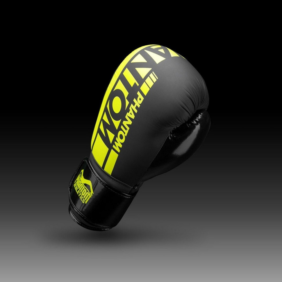 Боксерские перчатки APEX Elastic Neon Phantom PHBG2300-16 Black/Yellow 16 унций