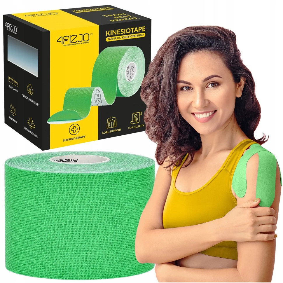 Лента кинезиологическая (кинезио тейп) 4FIZJO 4FJ0543 Green 5 см 5 м