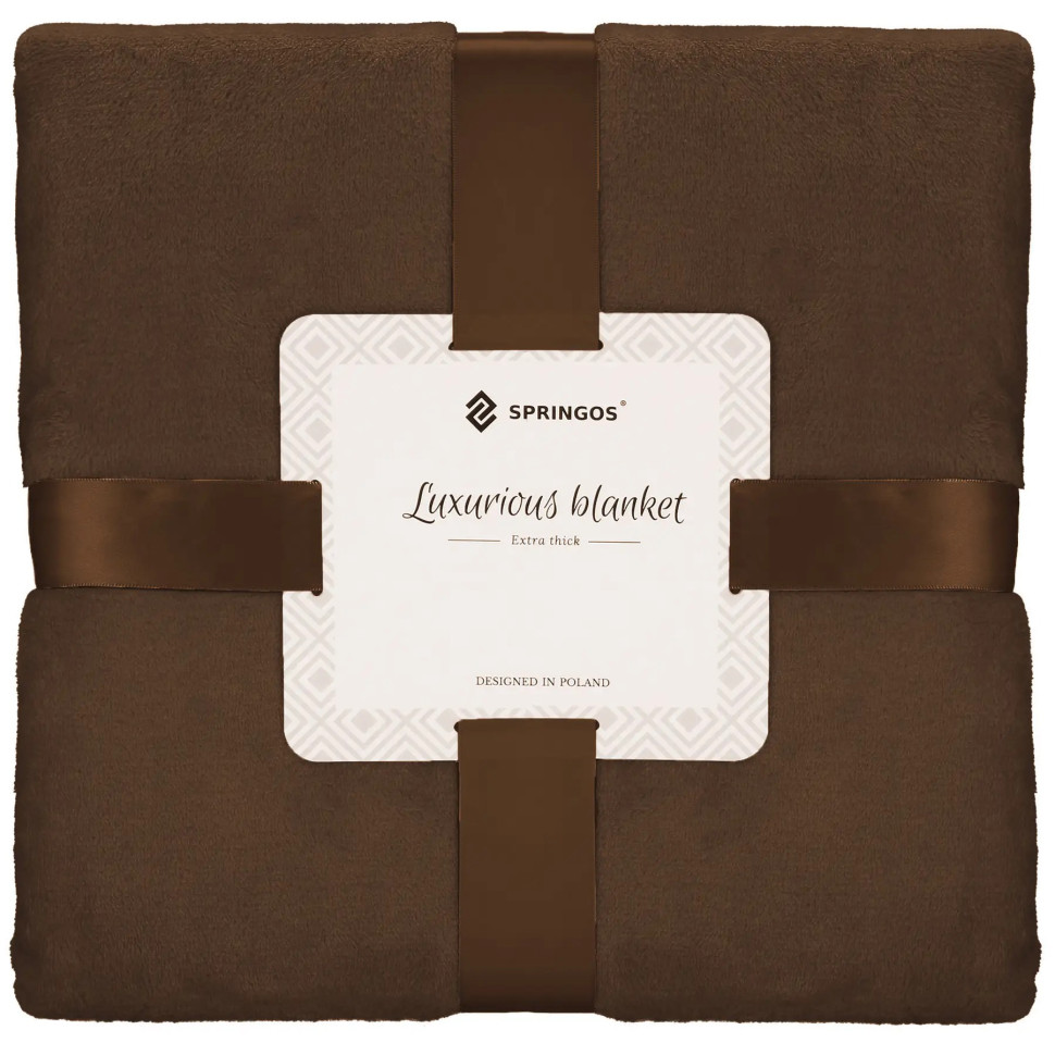 Плед-покрывало Luxurious Blanket Springos HA7208 коричневый 200x220 см