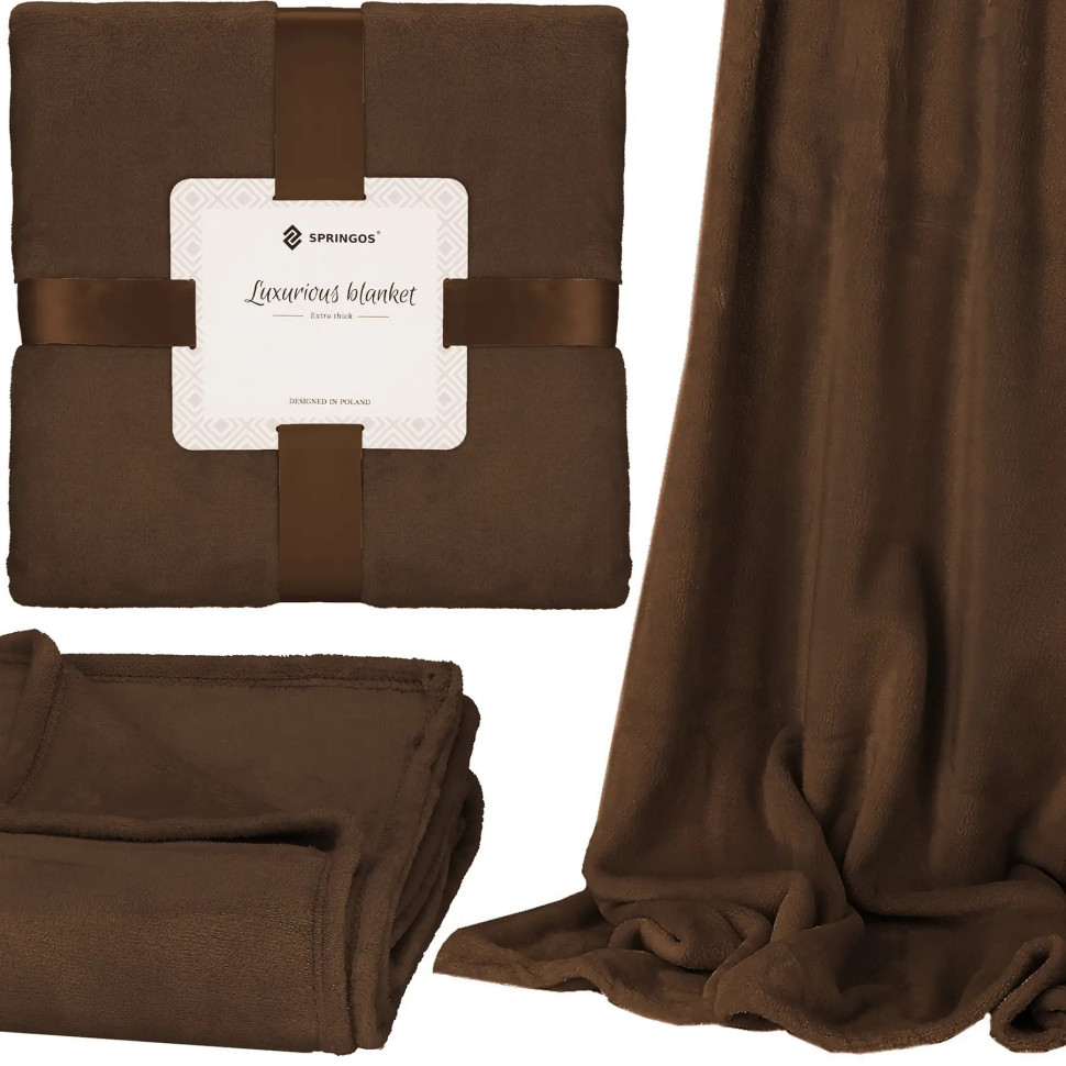 Плед-покрывало Luxurious Blanket Springos HA7208 коричневый 200x220 см