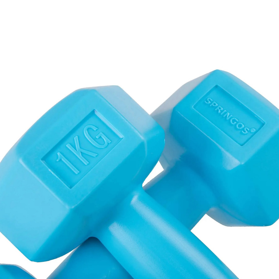 Гантели литые Hex Springos FA1030, 2 x 1 кг 