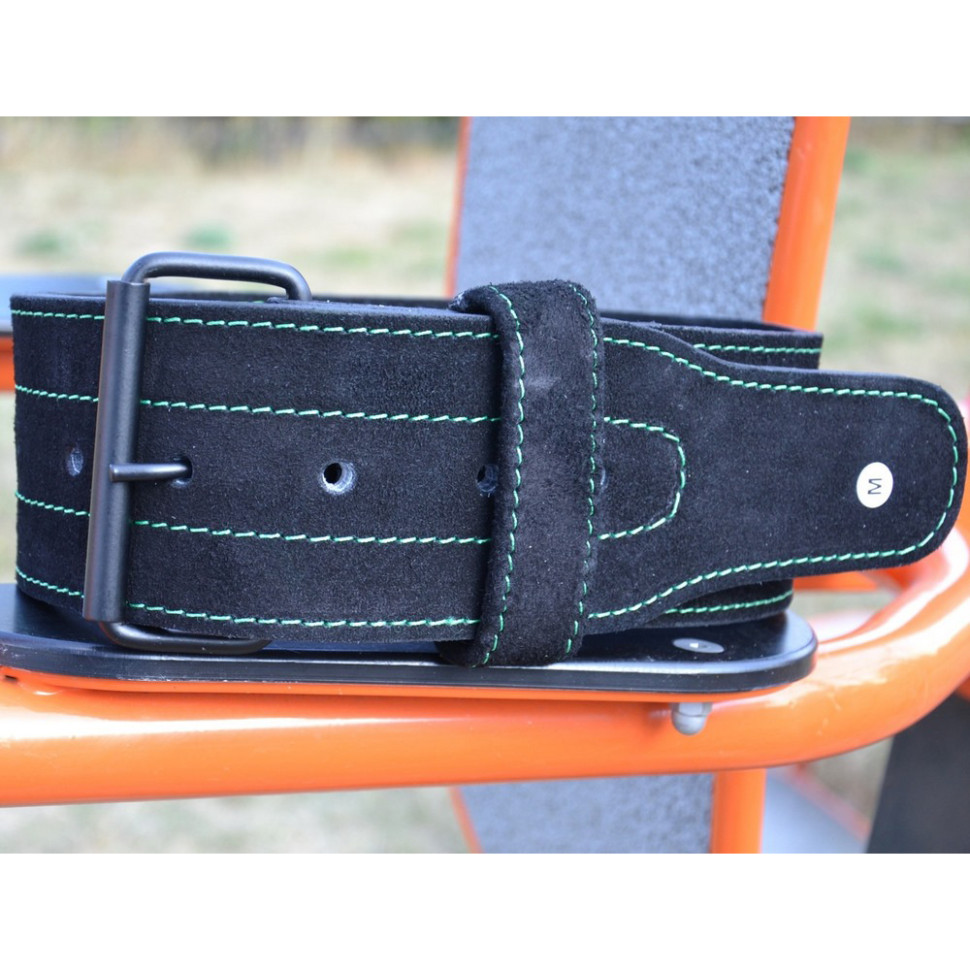 Пояс для тяжелой атлетики MFB-301 Suede Single Prong MadMax MFB-301_L, Black/Green, L