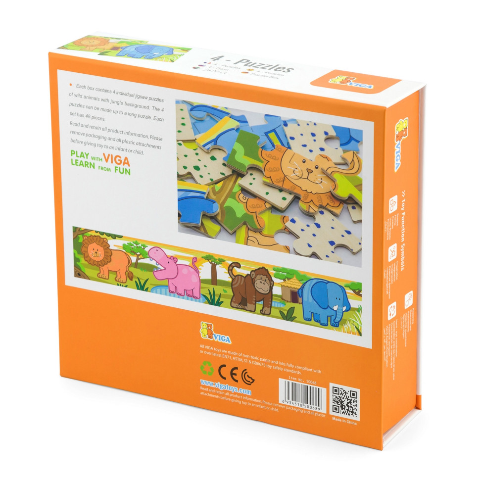 Набор деревянных пазлов Джунгли Viga Toys 50068, 48 элементов