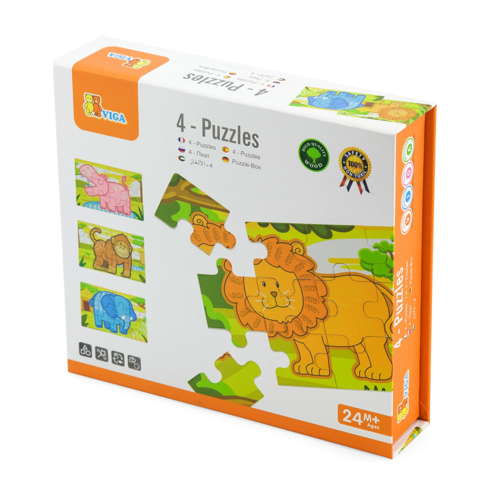 Набор деревянных пазлов Джунгли Viga Toys 50068, 48 элементов