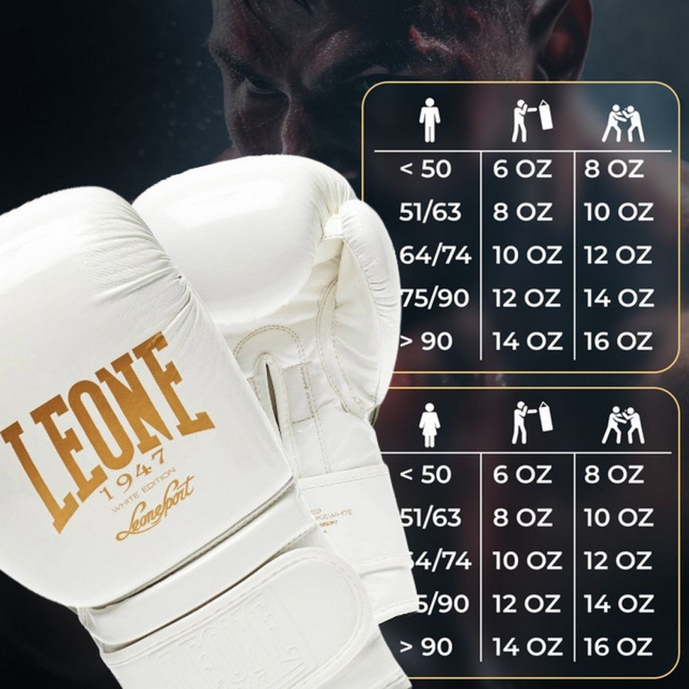 Боксерські рукавиці GN059W Leone GN059W_White_12oz 12 унцій (капа в комплекті)