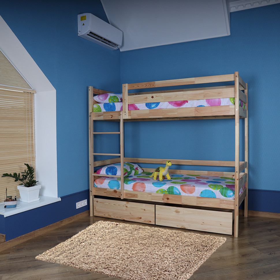 Двухъярусная кровать с ящиками SportBaby babyson 4 лаковая 80x190см