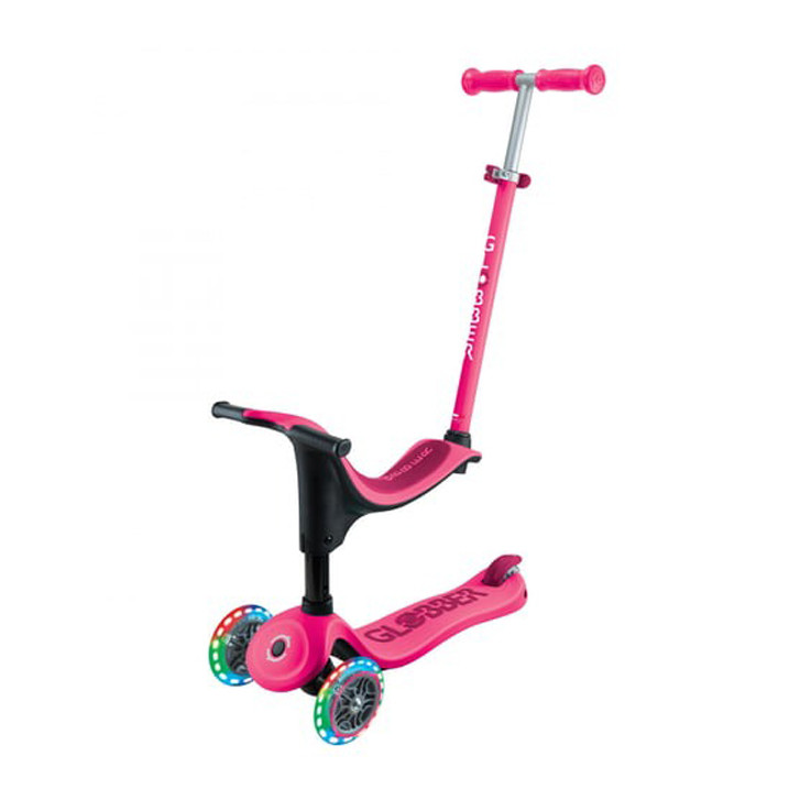 Детский самокат 3-х колесный GO UP SPORTY GLOBBER 452-610-4 пурпурно-розовый, светящиеся колеса до 20/50кг