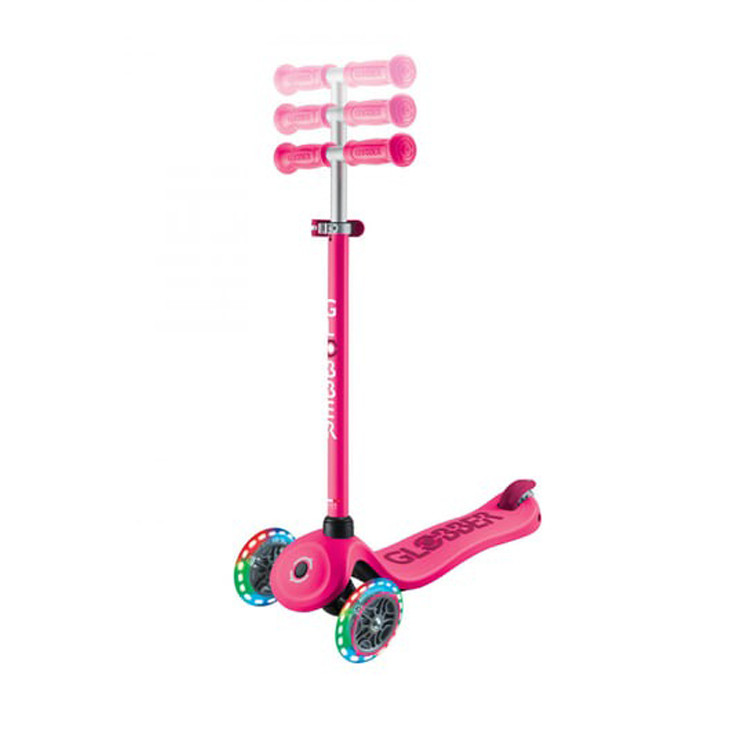 Детский самокат 3-х колесный GO UP SPORTY GLOBBER 452-610-4 пурпурно-розовый, светящиеся колеса до 20/50кг