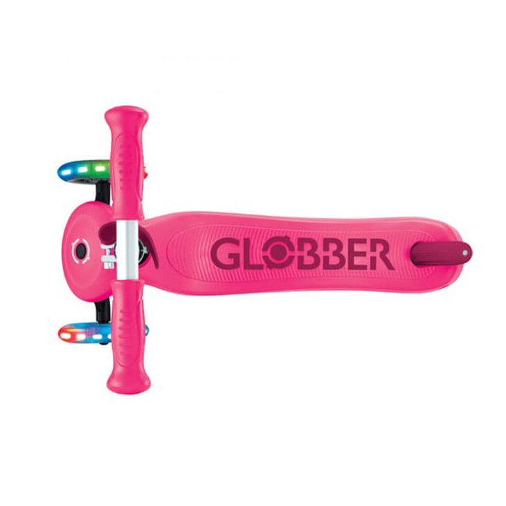 Детский самокат 3-х колесный GO UP SPORTY GLOBBER 452-610-4 пурпурно-розовый, светящиеся колеса до 20/50кг