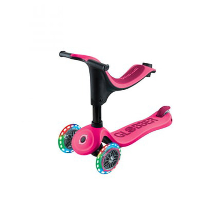Детский самокат 3-х колесный GO UP SPORTY GLOBBER 452-610-4 пурпурно-розовый, светящиеся колеса до 20/50кг