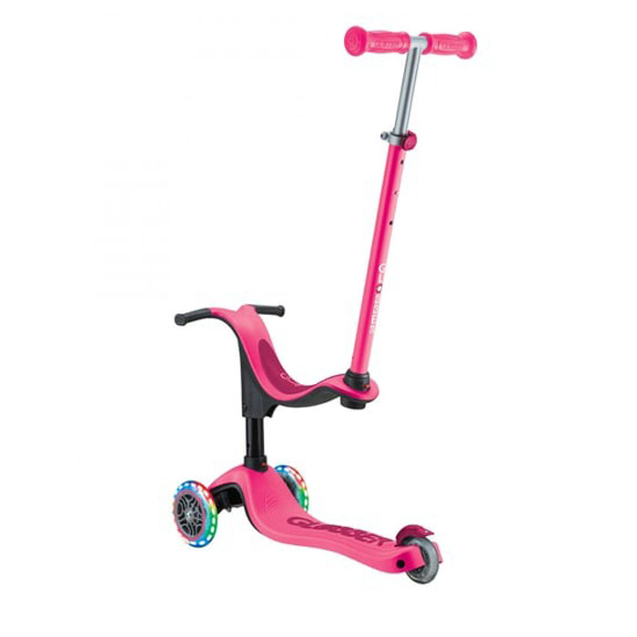 Детский самокат 3-х колесный GO UP SPORTY GLOBBER 452-610-4 пурпурно-розовый, светящиеся колеса до 20/50кг