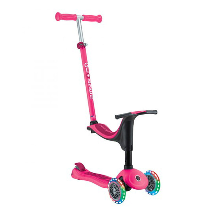 Детский самокат 3-х колесный GO UP SPORTY GLOBBER 452-610-4 пурпурно-розовый, светящиеся колеса до 20/50кг