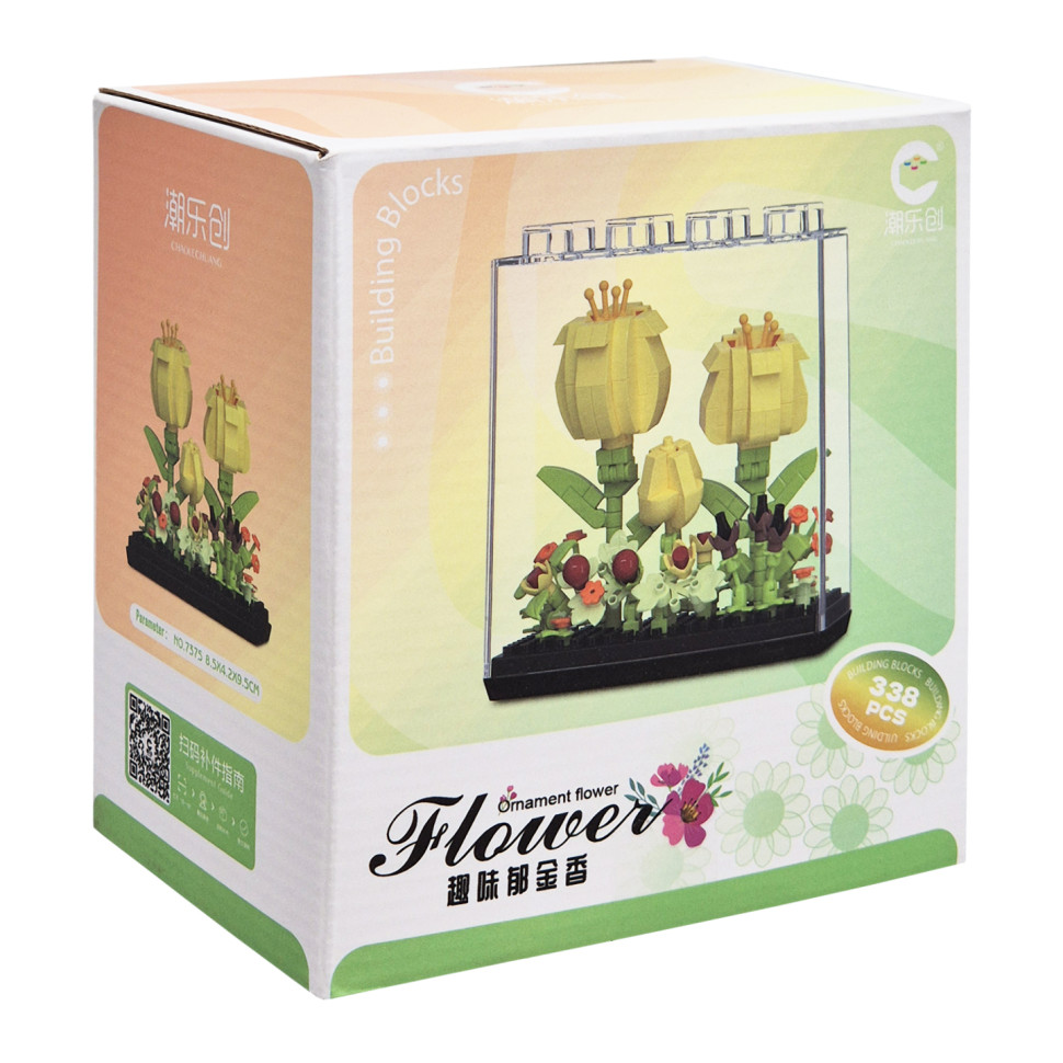 Детский Конструктор Ornament Flower Bambi 7375 в колбе, 338 деталей