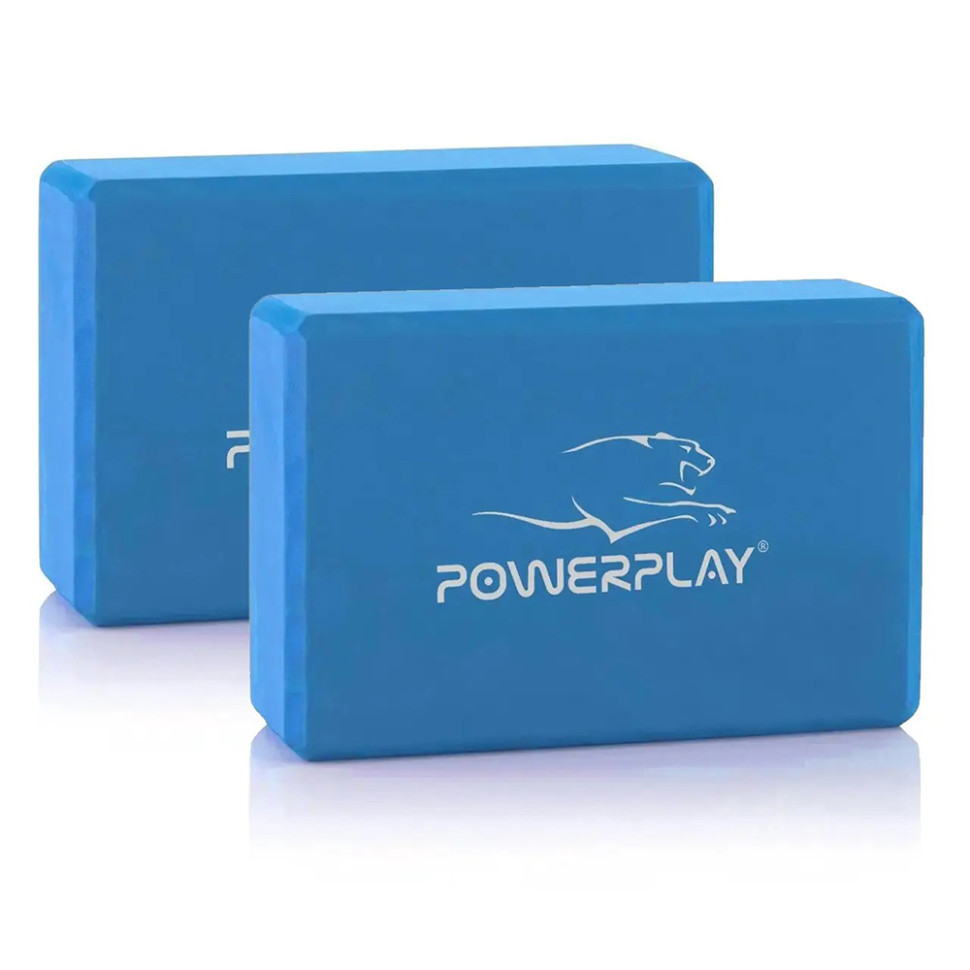 Блоки для йоги Yoga Brick PowerPlay PP_4006_Blue_2in, EVA, Сині, 2 шт.