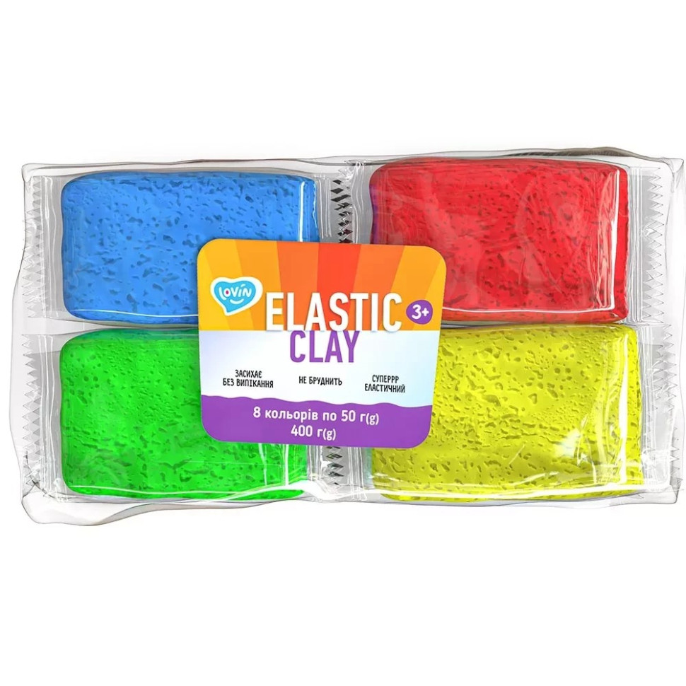 Набір для ліплення з повітряним пластиліном Elastic Clay ТМ Lovin 70164 8 colors