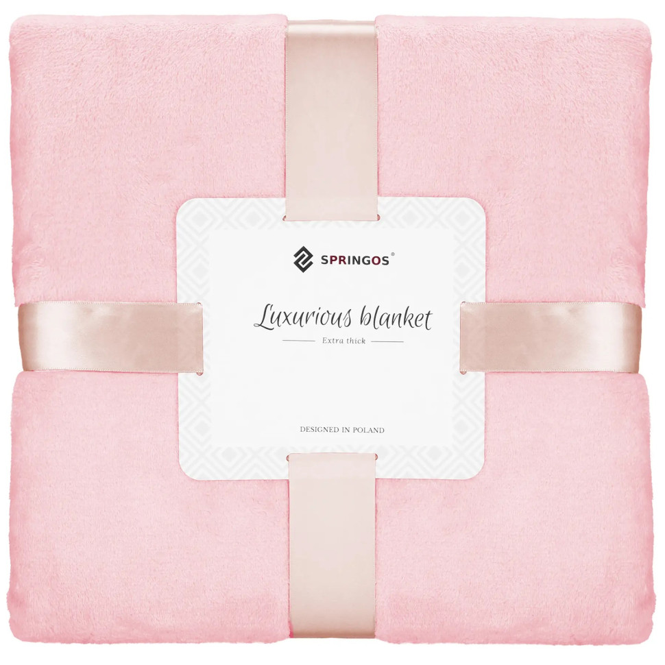 Плед-покрывало Luxurious Blanket Springos HA7210 розовый 200x220 см