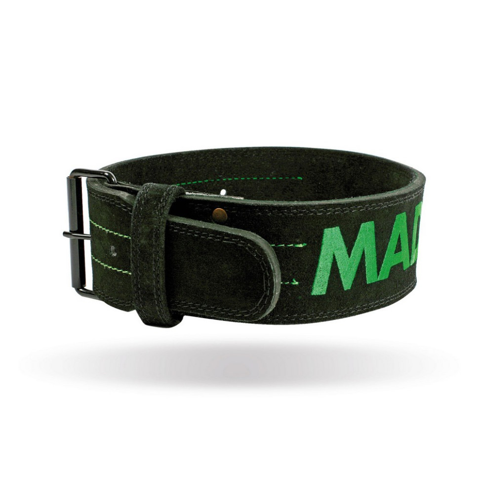 Пояс для важкої атлетики MFB-301 Suede Single Prong MadMax MFB-301_M, Black/Green, M