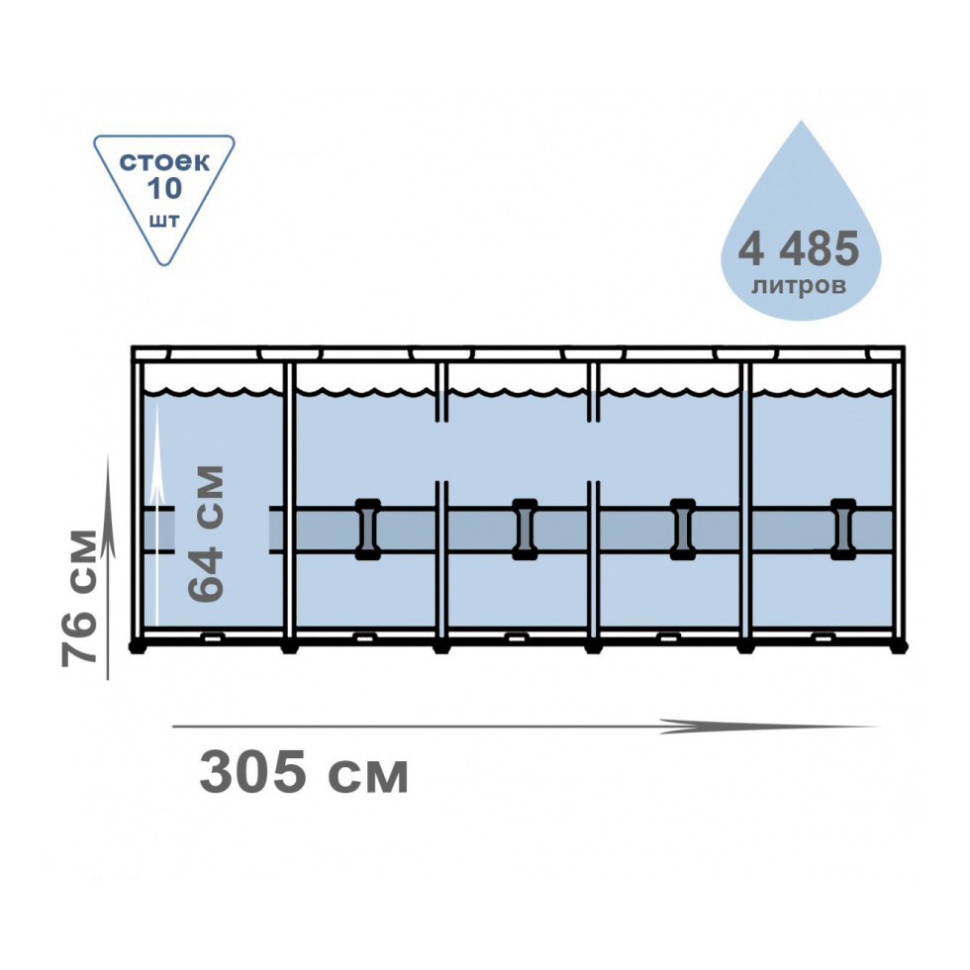 Басейн каркасний Intex 28206, 305х76 см, 4485 л
