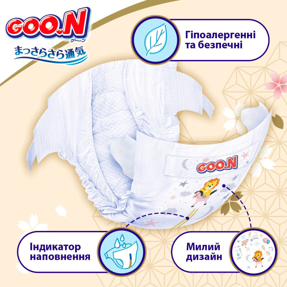 Подгузники для младенцев GOO.N Premium Soft F1010101-152 до 5 кг (1(NB), на липучках, унисекс 72 шт)