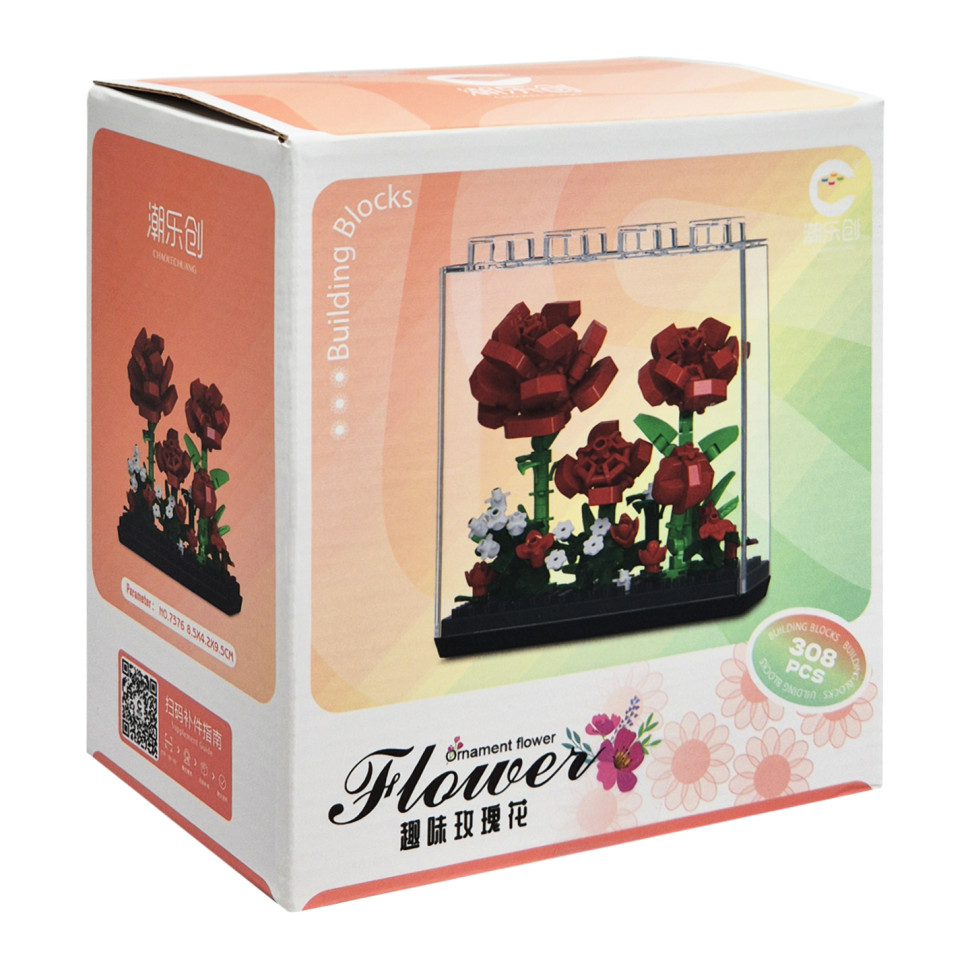 Детский Конструктор Ornament Flower Bambi 7376 в колбе, 308 деталей