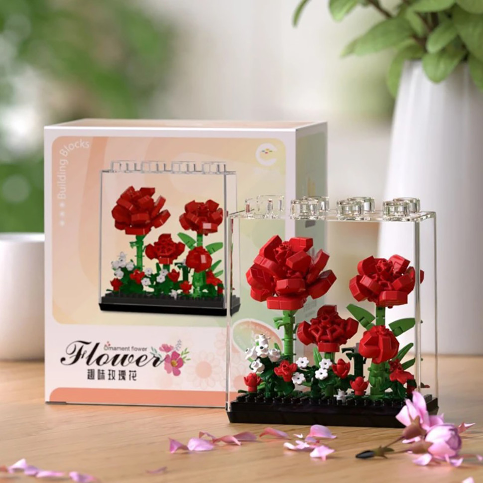 Детский Конструктор Ornament Flower Bambi 7376 в колбе, 308 деталей