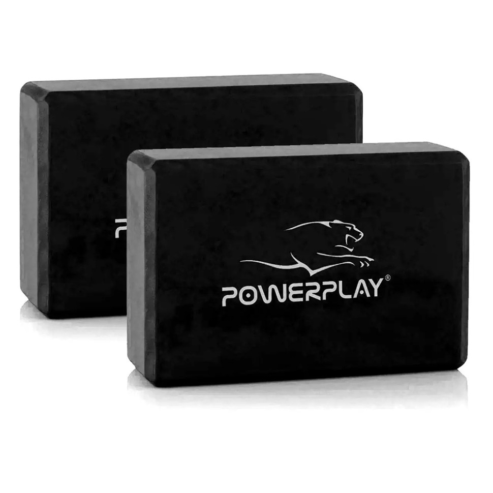 Блоки для йоги Yoga Brick PowerPlay PP_4006_Black_2in, EVA, Чорні, 2 шт.