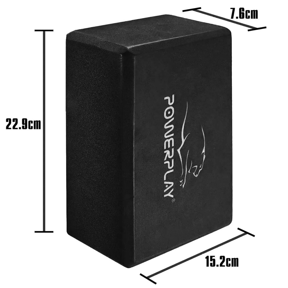 Блоки для йоги Yoga Brick PowerPlay PP_4006_Black_2in, EVA, Чорні, 2 шт.