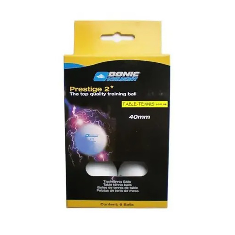 М'ячі для настільного тенісу 6шт 2-Star Prestige Donic-Schildkrot 658021 White