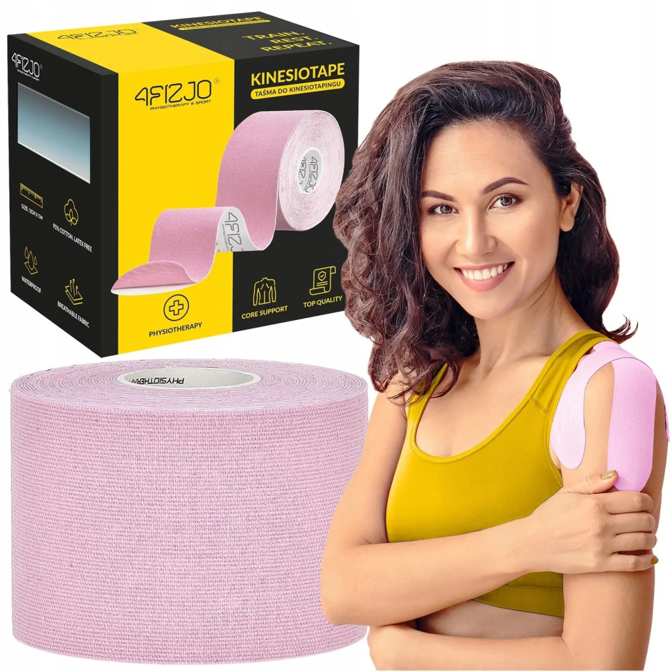 Лента кинезиологическая (кинезио тейп) 4FIZJO 4FJ0625 Light Pink 5 см 5 м