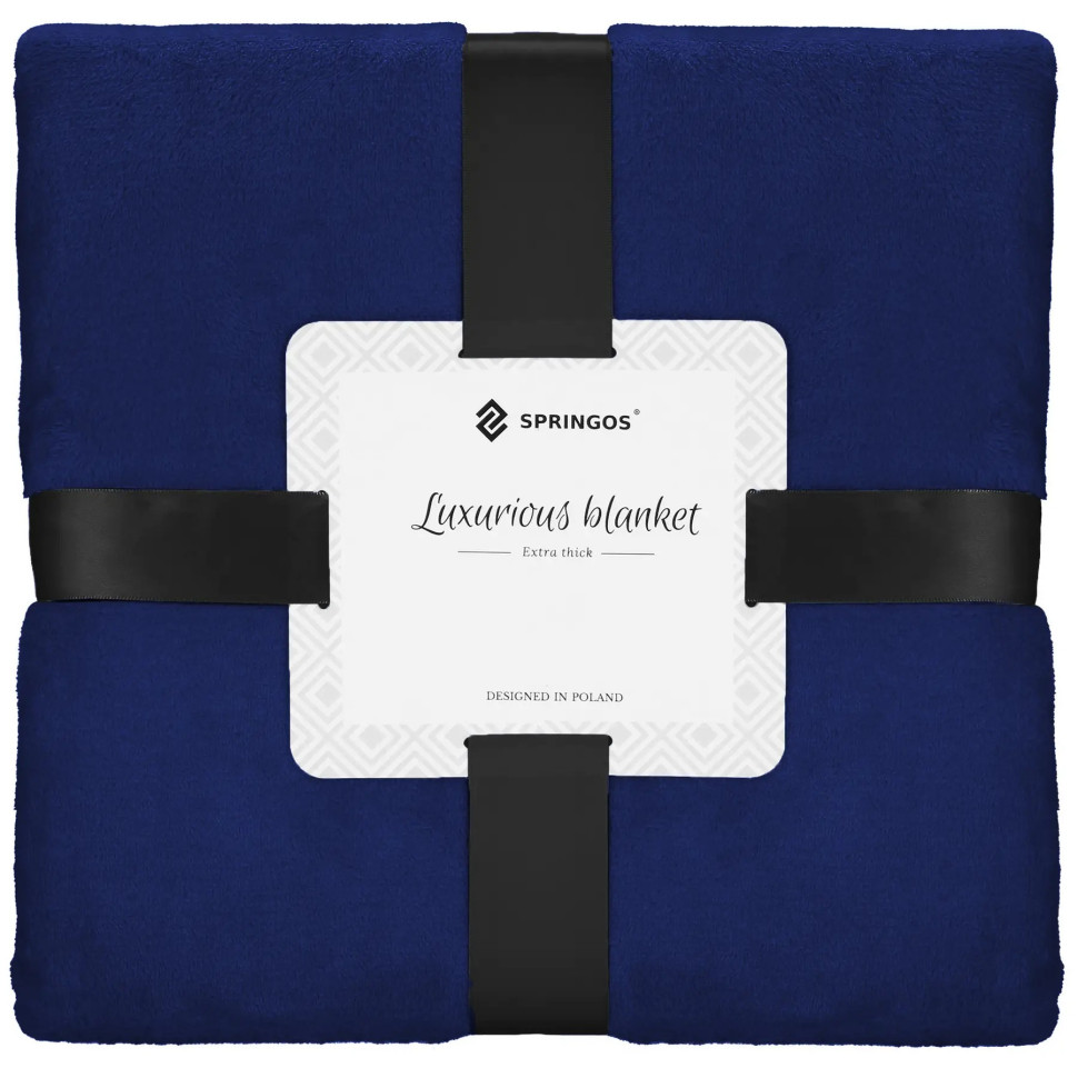 Плед-покрывало Luxurious Blanket Springos HA7211 темно-синий 200x220 см